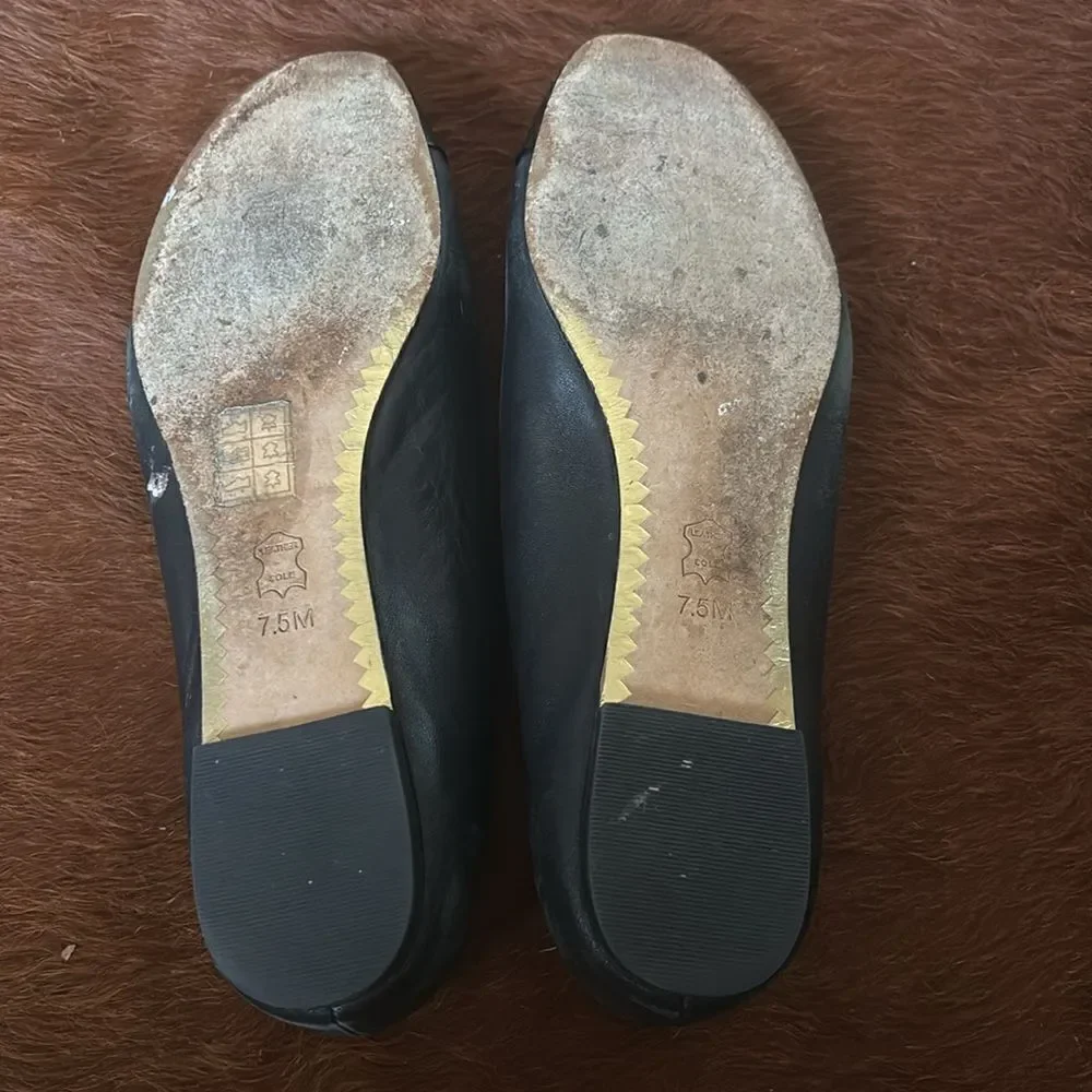 Tory Burch Chelsea Cap-Toe Leather Ballet Flat in Blackk